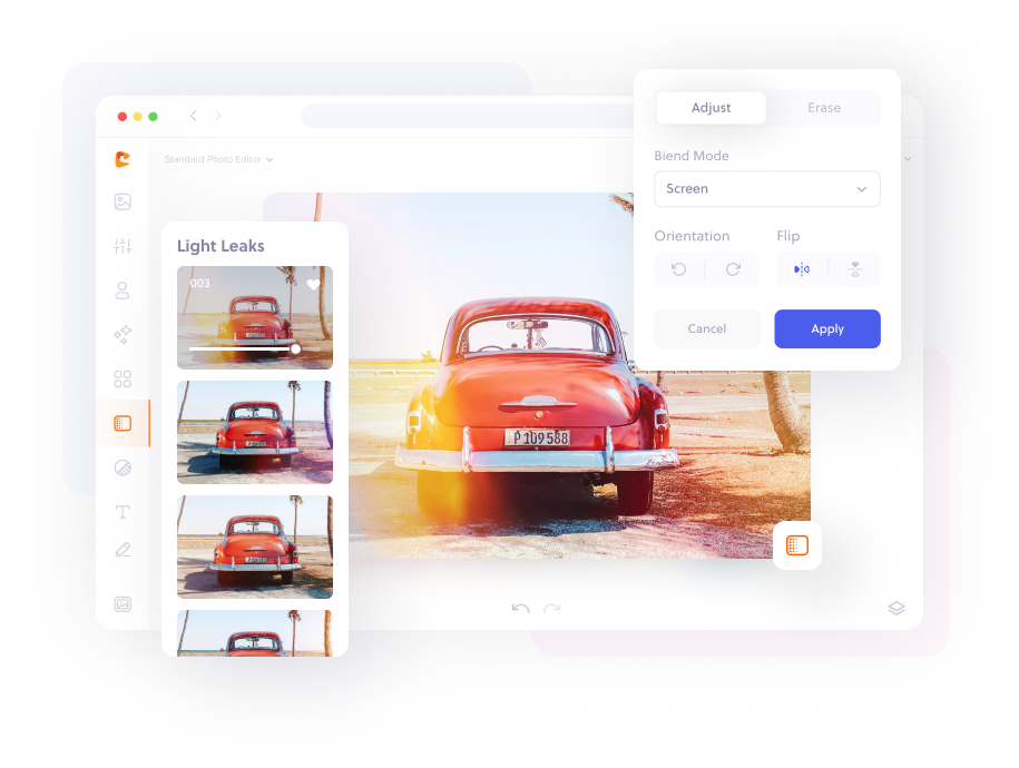 Add light leak effect to photo.