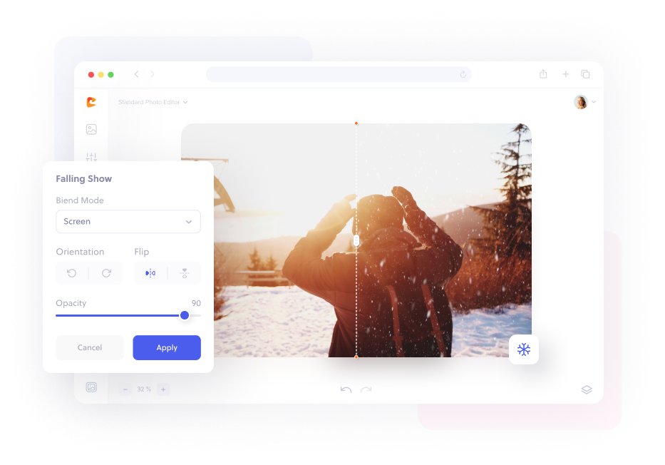 Add snow overlay to photo.