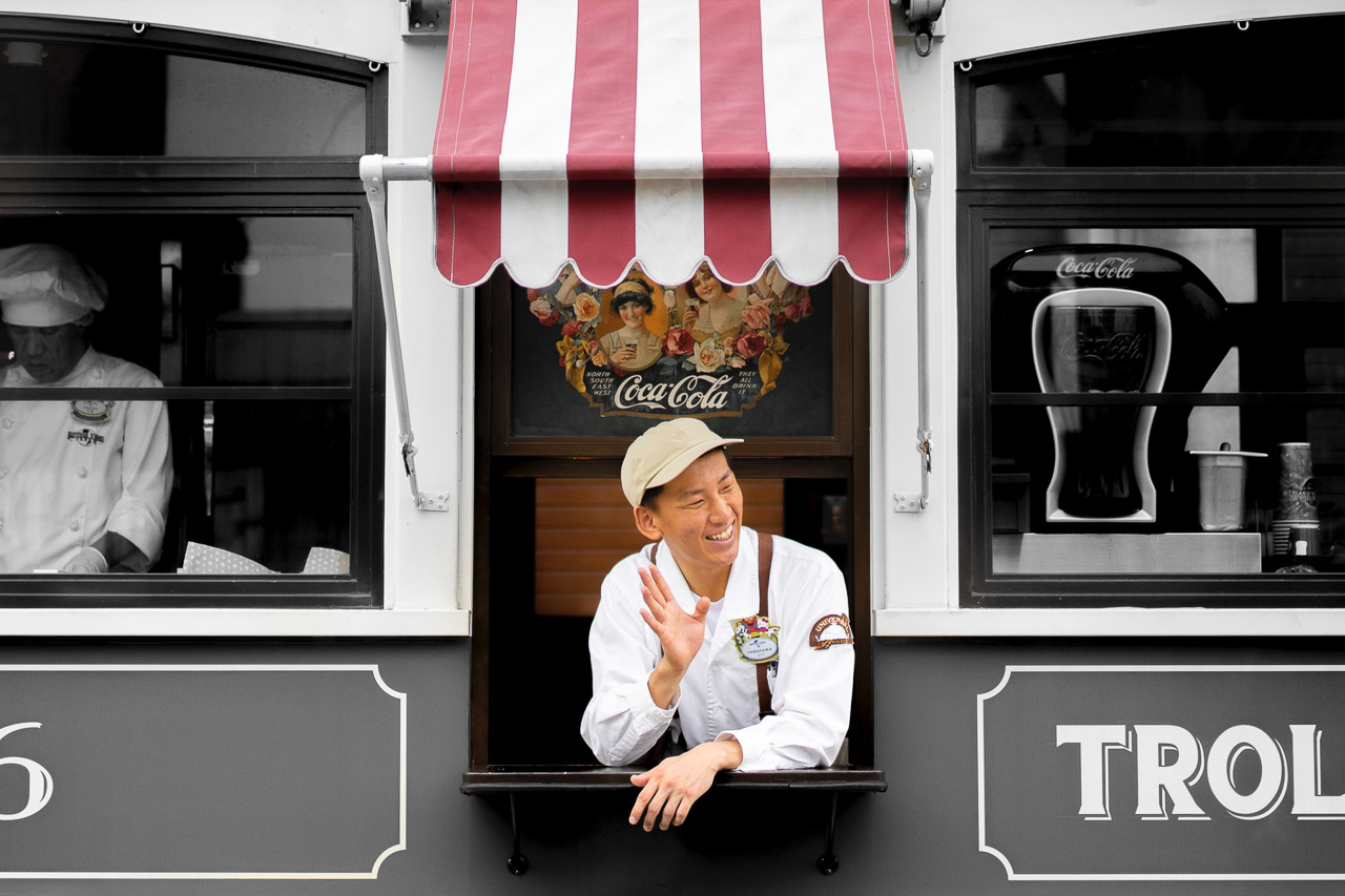 candid photo of an ice-cream vendor