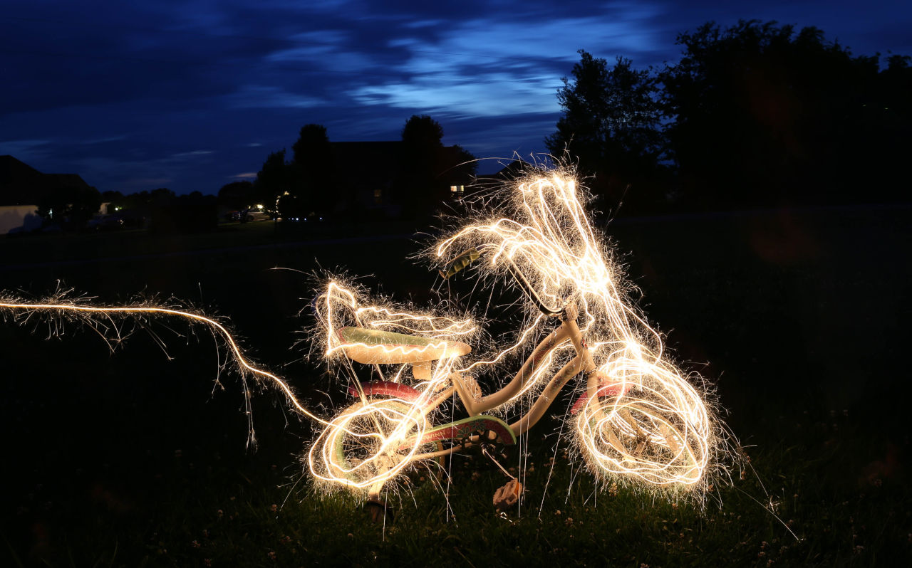 light painting of a bicycle