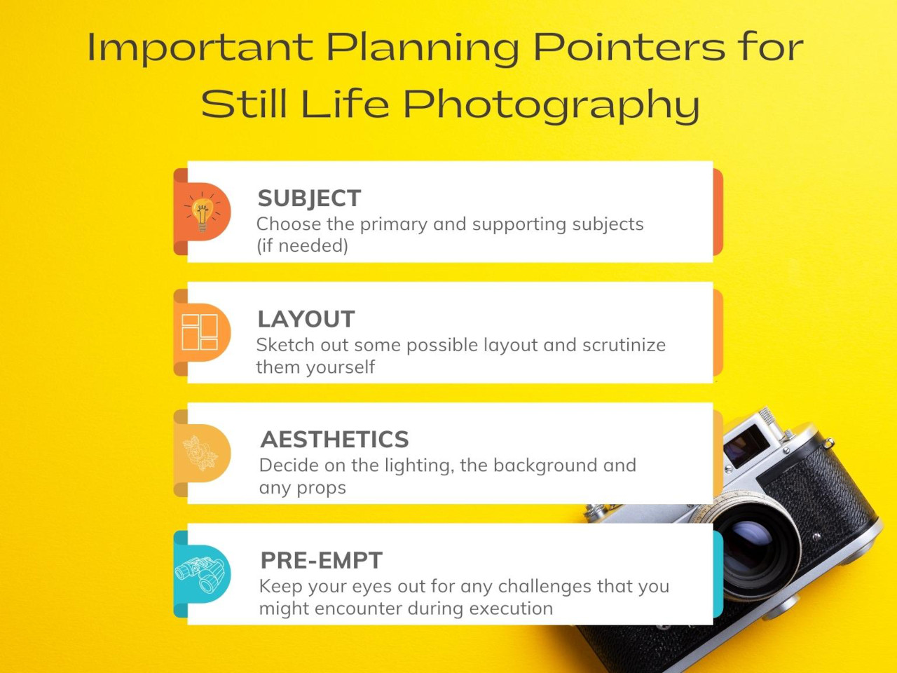 planning tips for still life photography