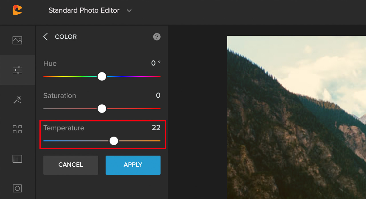 adjust white balance in colorcinch