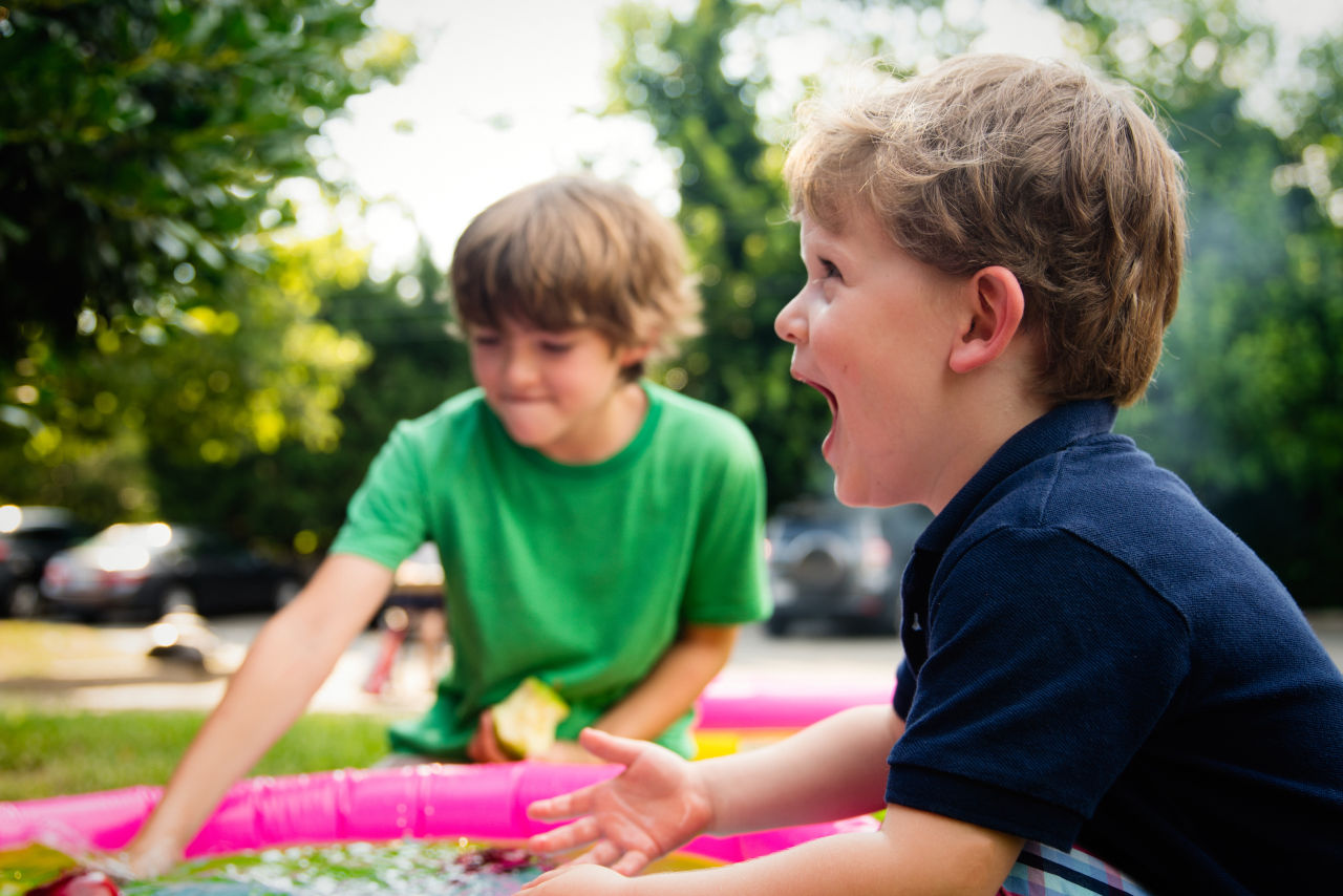 candid image of brothers playing