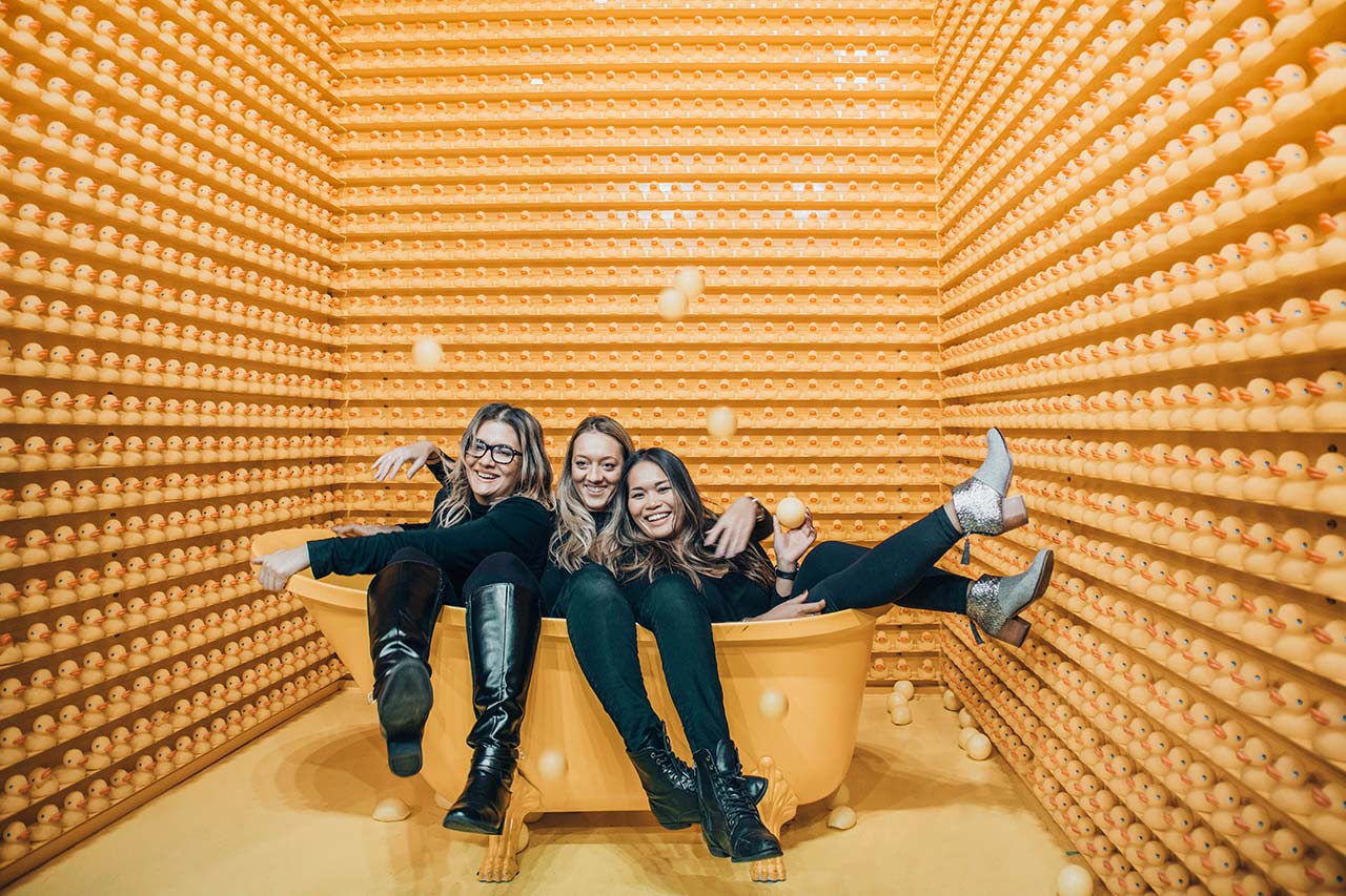 three best friends in a bath tub