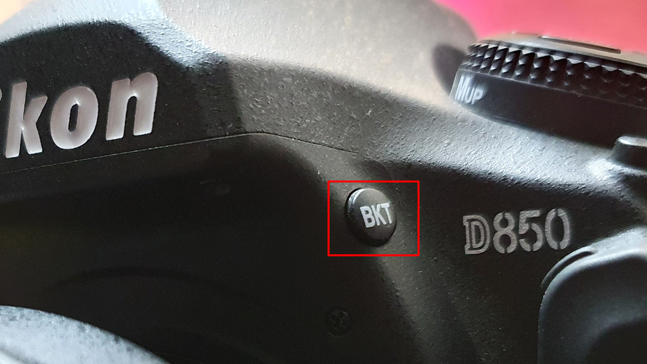 BKT marks the Bracket button on a Nikon D850