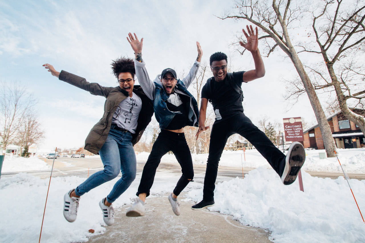 best friends jumping