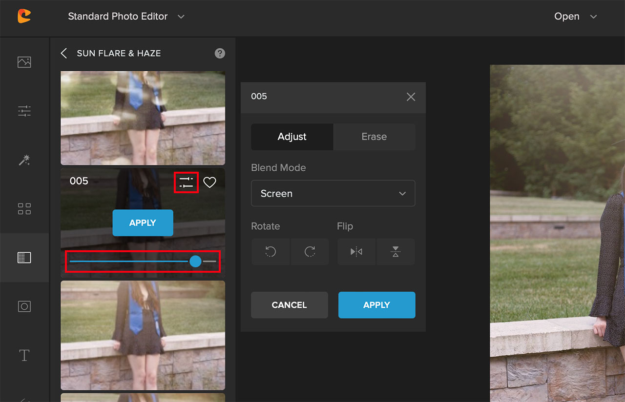 adding golden hour overlay in image using Colorcinch