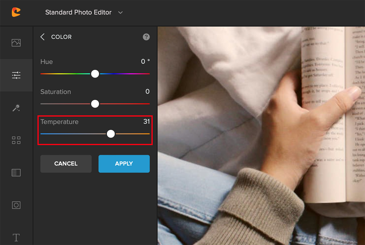 adjusting color temperature in colorcinch