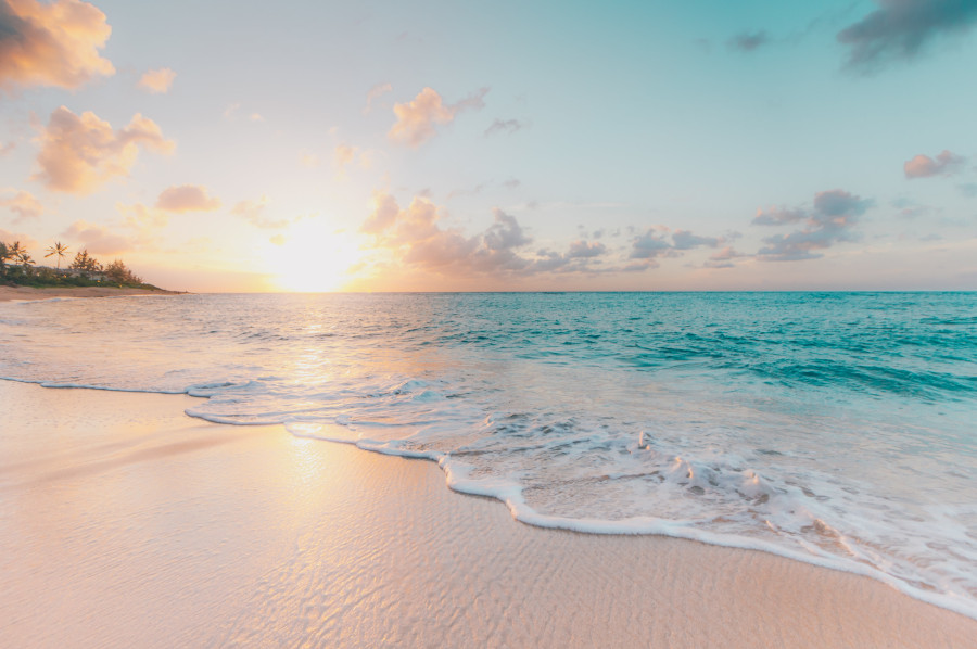 calm beach during sunrise