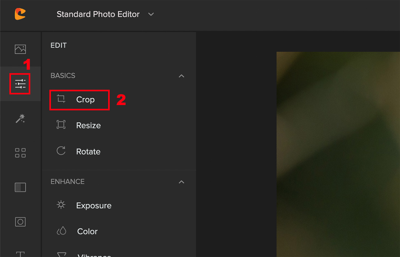 crop function in colorcinch