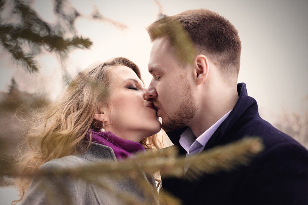 Image of happy cute young loving couple posing isolated over yellow  background hugging kissing Stock Photo - Alamy