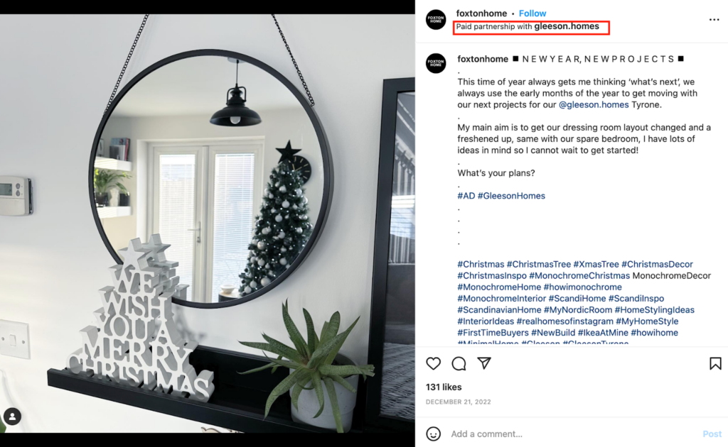 A paid influencer post on Instagram uses user-generated imagery.