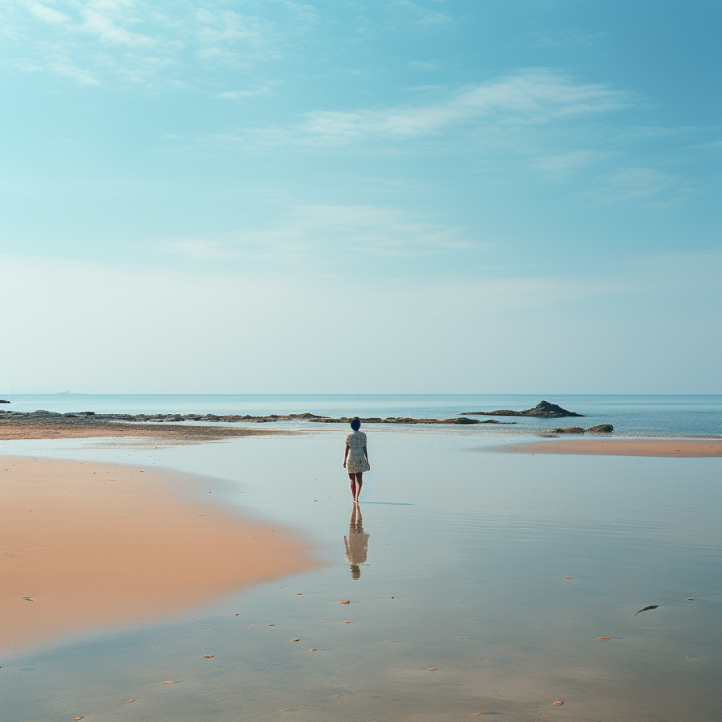 reflection at twilight beach