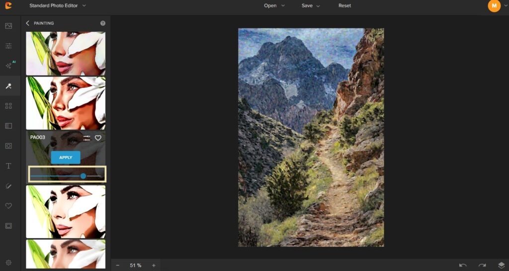 colorcinch adjust painting effect