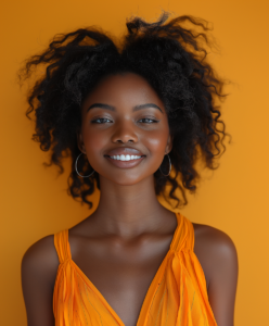 Radiant Smile Against Yellow