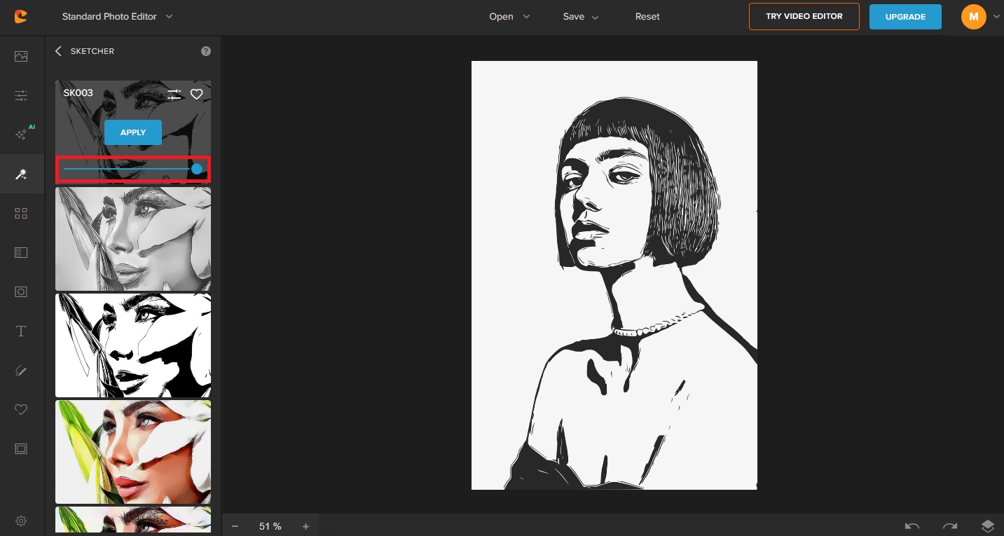 adjust sketch effects