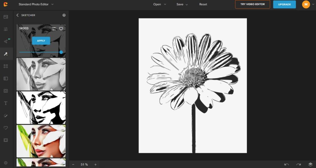 colorcinch photo to sketch black and white