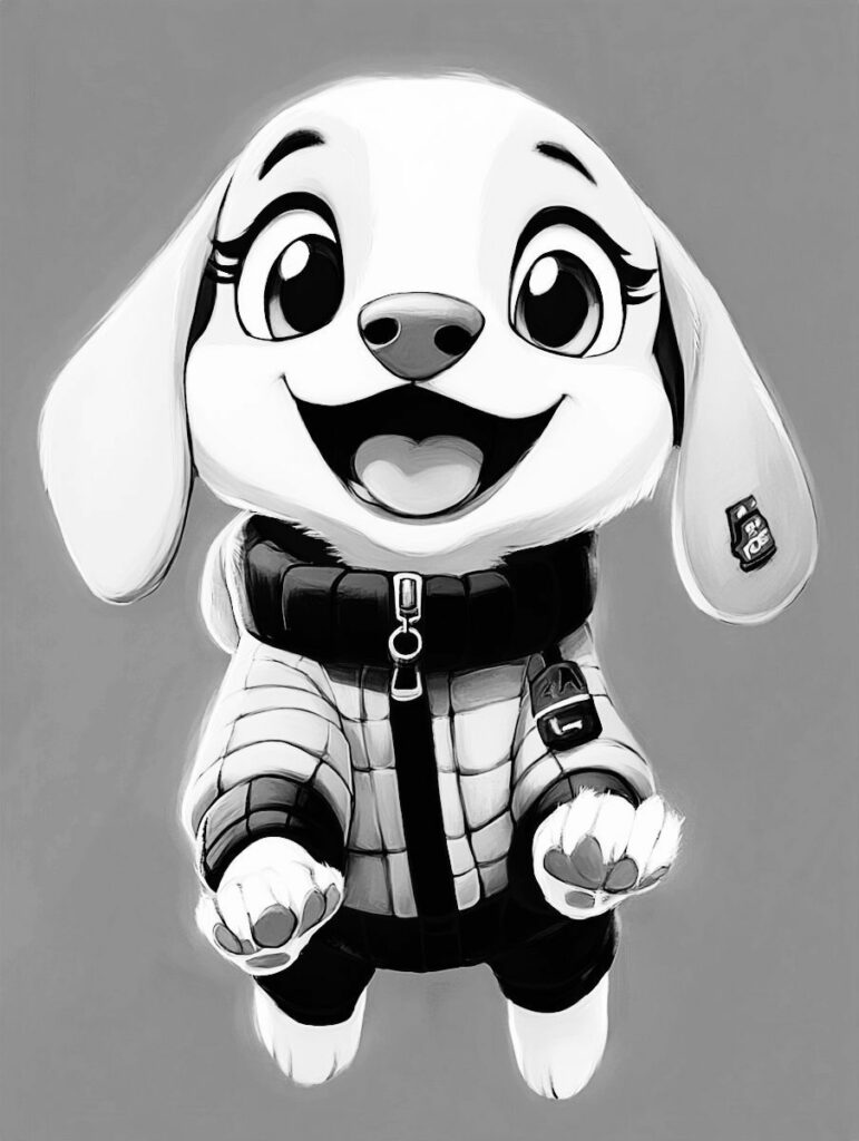 colorcinch black and white cartoon pet art