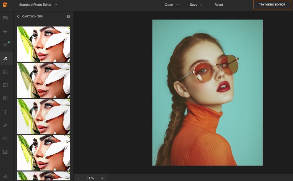 colorcinch standard photo editor cartoonizer effects