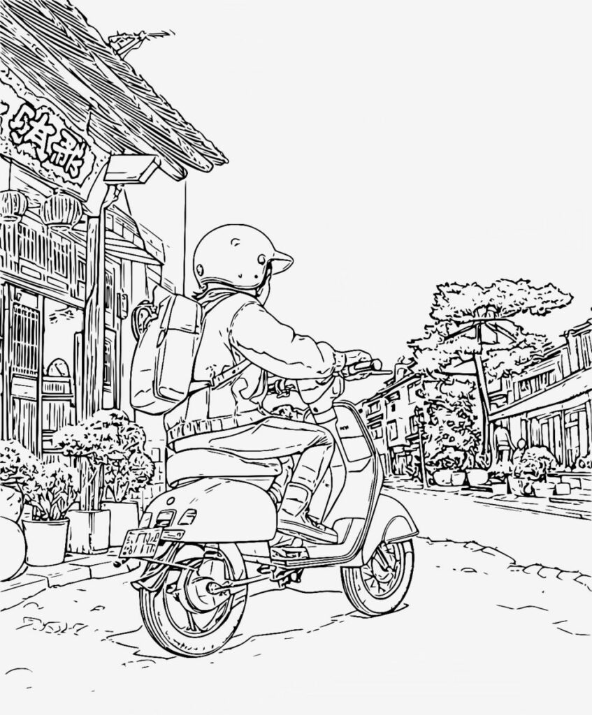 travel photo coloring page