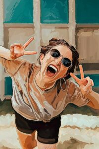 girl selfie watercolor
