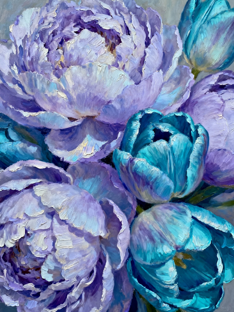Lavender Peony Oil Painting