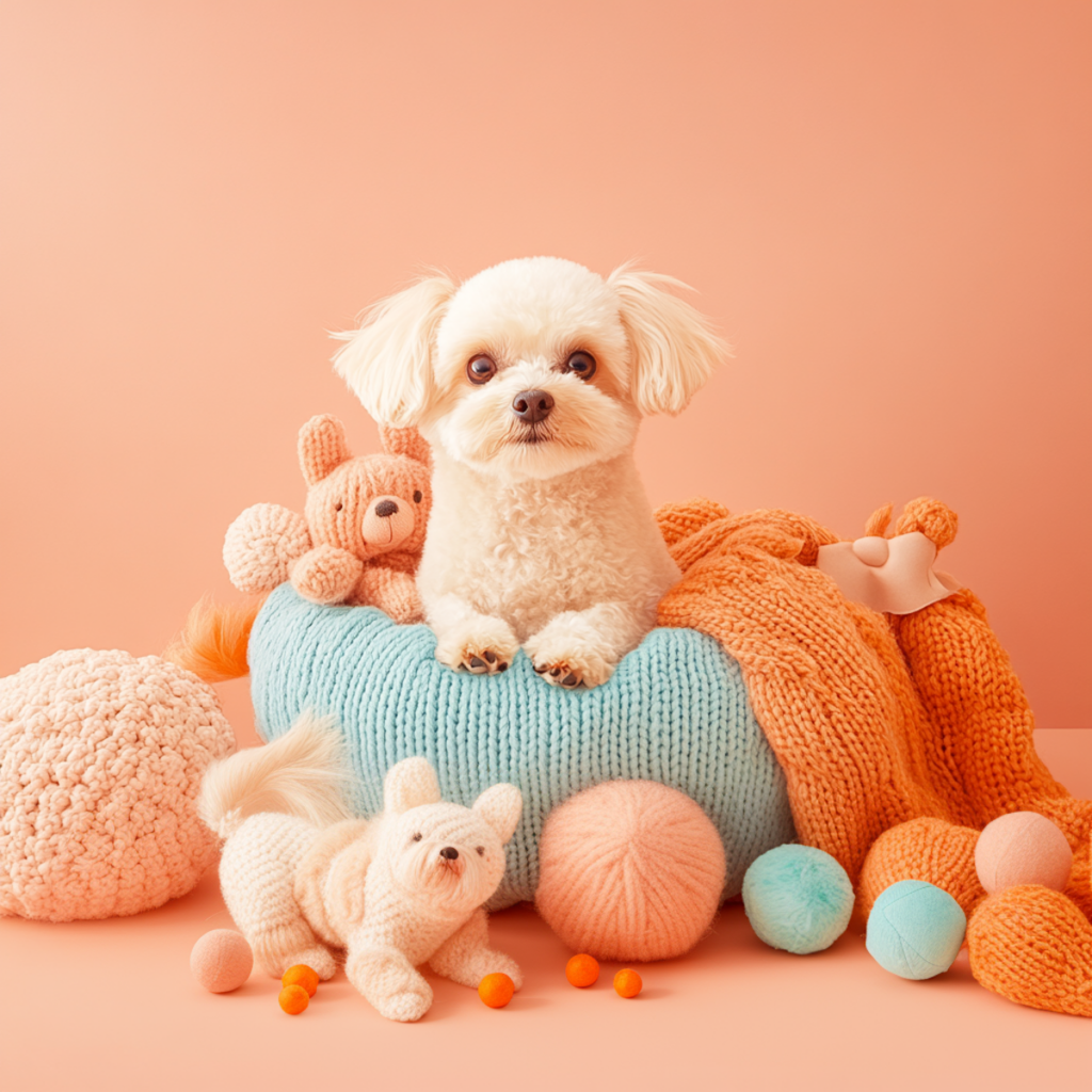 Fluffy Dog on Cushion pet photography